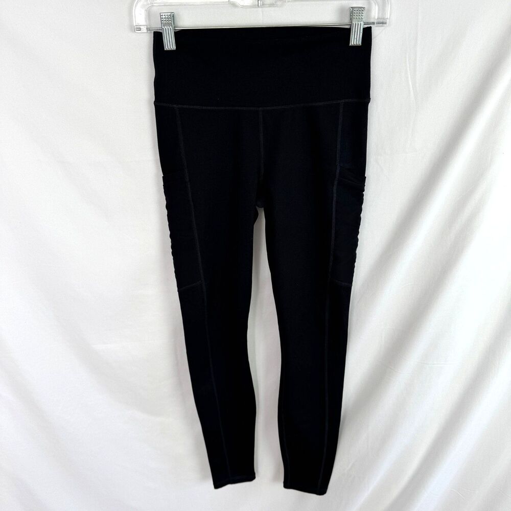Fabletics PowerHold High Waisted Leggings Size Small Black Mesh Pockets